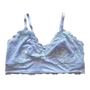 Torrid Bralette Bra Women's 3X Blue Unlined Cross Dye Lace Longline Lingerie
